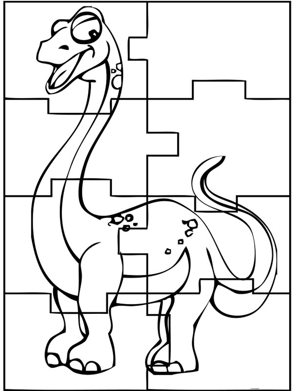 Dibujo de rompecabezas de dinosaurios para Colorear