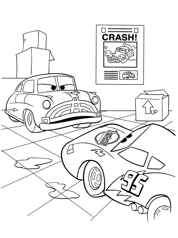 Dibujo de Doc Hudson y Lightning McQueen para Colorear Dibujo de Doc Hudson y Lightning McQueen para Colorear
