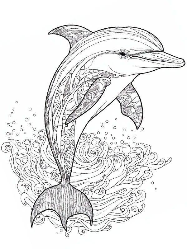 Dibujo de Delfin para adultos para Colorear Dibujo de Delfin para adultos para Colorear