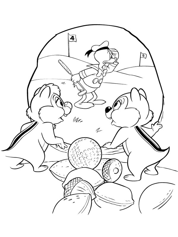 Dibujo de Donald Duck buscando la pelota de golf para Colorear