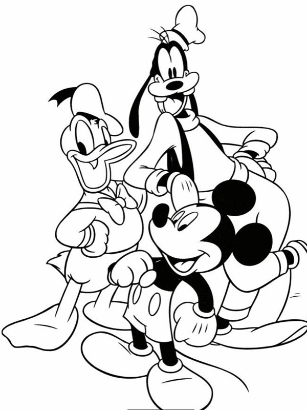 Dibujo de Donald Goofy y Mickey para Colorear Dibujo de Donald Goofy y Mickey para Colorear