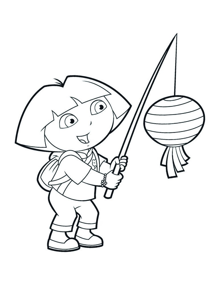 Dibujo de Dora con linterna para Colorear