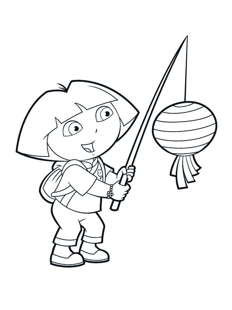 Dibujo de Dora con linterna para Colorear Dibujo de Dora con linterna para Colorear