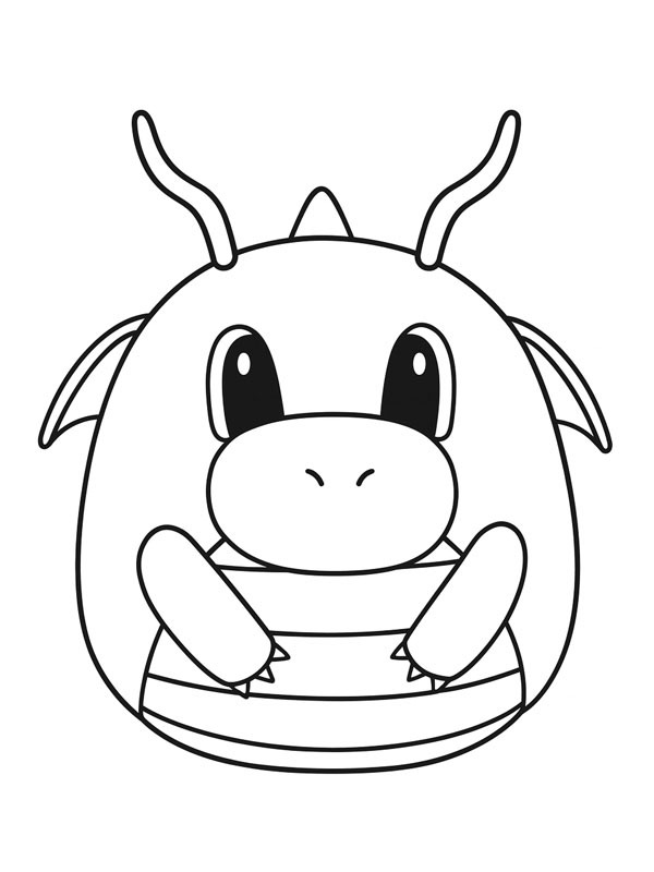 Dibujo de Pokémon Dragonite Squishmallows para Colorear Dibujo de Pokémon Dragonite Squishmallows para Colorear