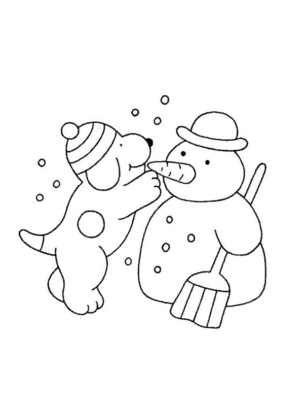 Dibujo de Dribbel hace un muñeco de nieve para Colorear