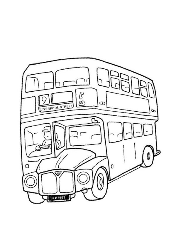 Dibujo de Autobús de dos pisos para Colorear Dibujo de Autobús de dos pisos para Colorear