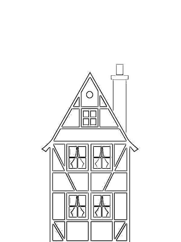 Dibujo de Casa alemana con entramado de madera para Colorear