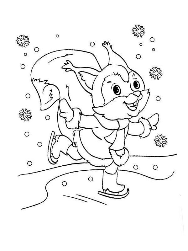 Dibujo de ardilla patinando para Colorear