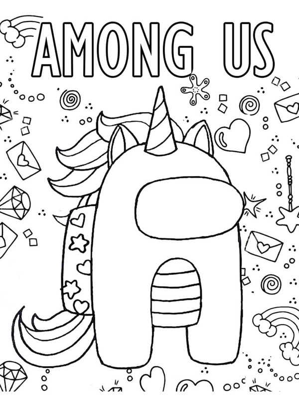Dibujo de unicornio entre nosotros para Colorear Dibujo de unicornio entre nosotros para Colorear