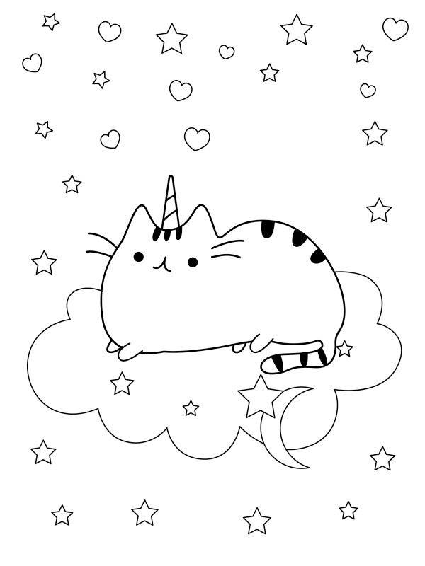 Dibujo de Unicornio Pusheen para Colorear