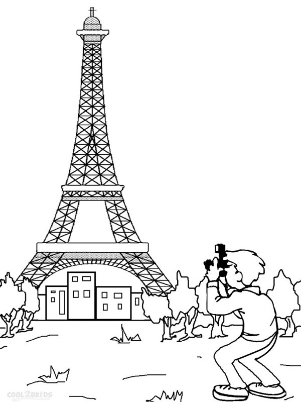 Dibujo de Fotografiar la Torre Eiffel para Colorear