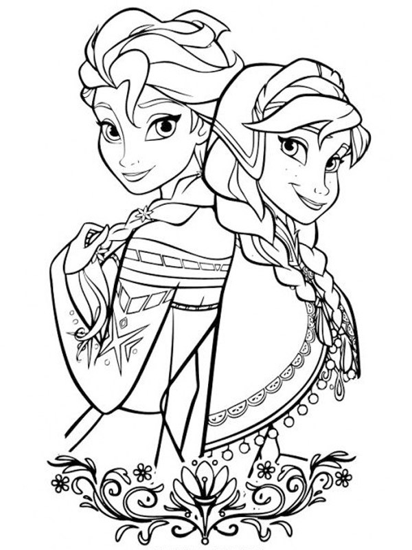 Dibujo de Elsa y Anna para Colorear