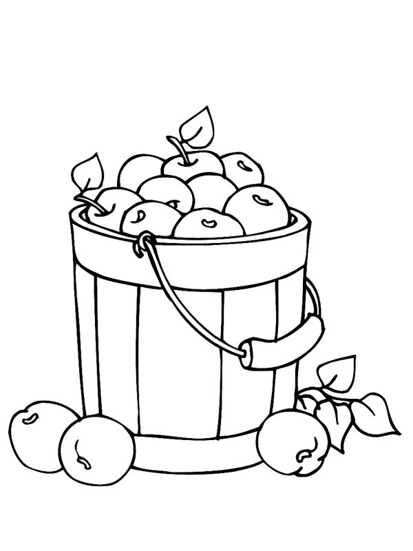 Dibujo de Cubo con manzanas para Colorear Dibujo de Cubo con manzanas para Colorear