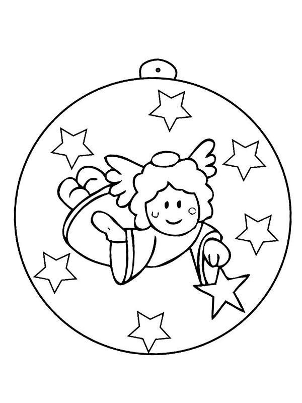 Dibujo de Bola de Navidad con ángel para Colorear Dibujo de Bola de Navidad con ángel para Colorear