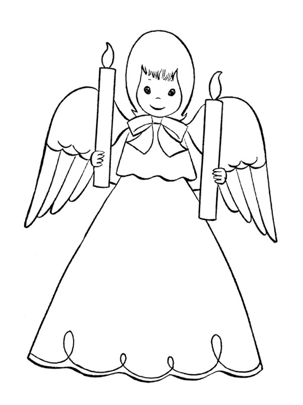 Dibujo de Angel con candelas para Colorear