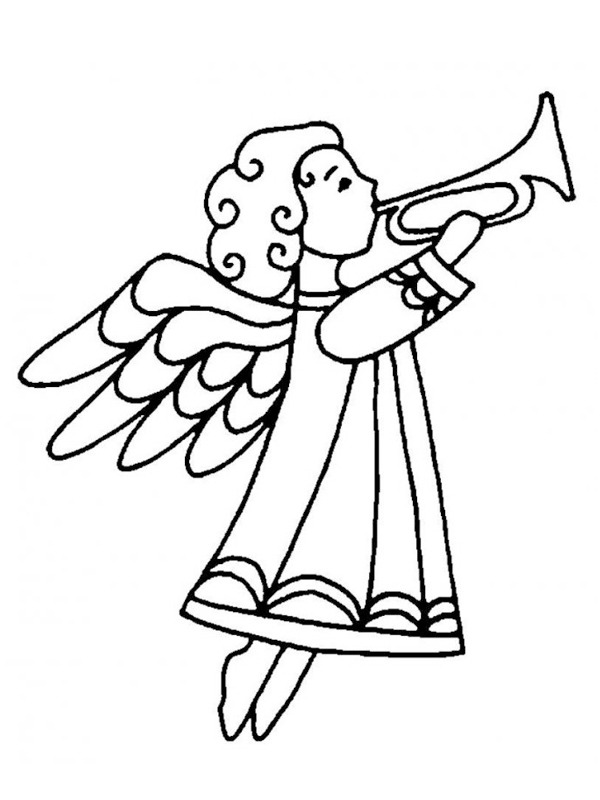 Dibujo de Ángel con Clarinete para Colorear