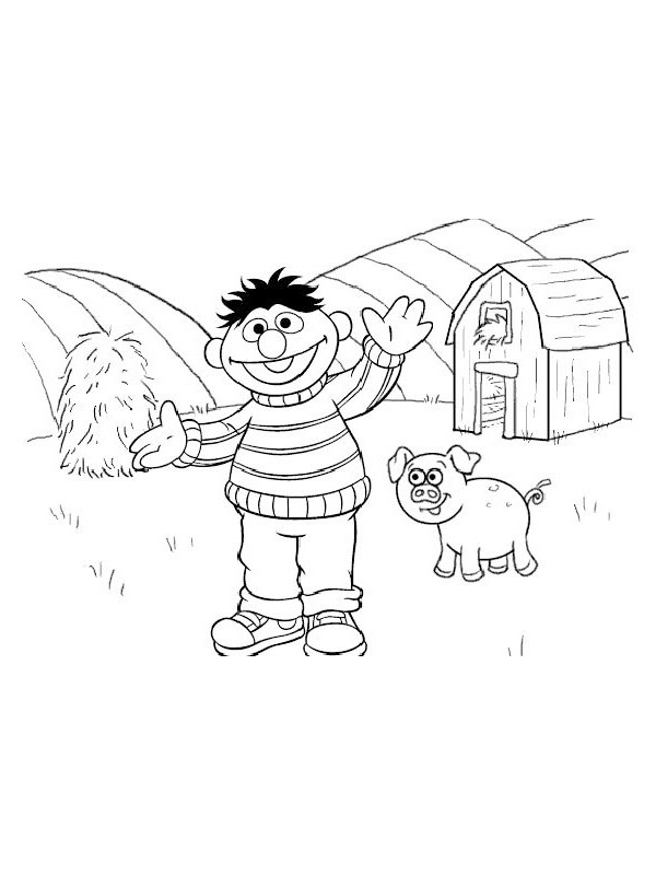 Dibujo de Ernie en la granja para Colorear