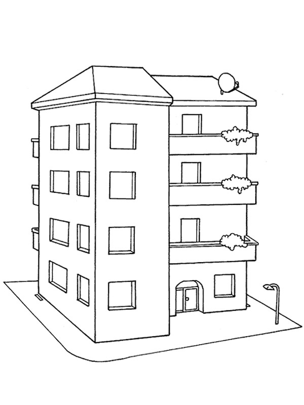 Dibujo de Edificio de apartamentos para Colorear