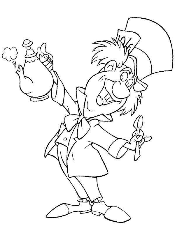 Dibujo de Sombrerero Loco Mad Hatter para Colorear Dibujo de Sombrerero Loco Mad Hatter para Colorear