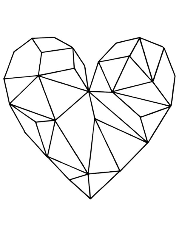 Dibujo de Corazón geométrico para Colorear Dibujo de Corazón geométrico para Colorear