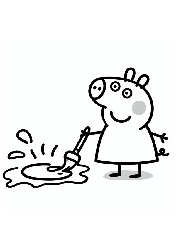 Dibujo de George Pig está pintando para Colorear Dibujo de George Pig está pintando para Colorear