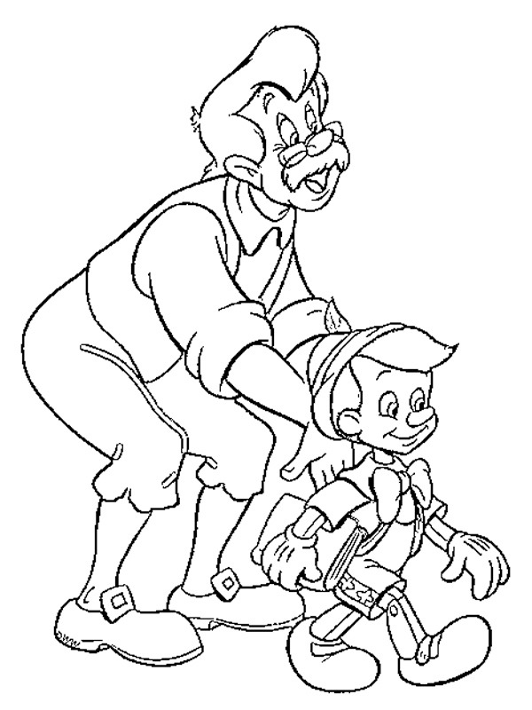 Dibujo de Geppetto y Pinocho para Colorear