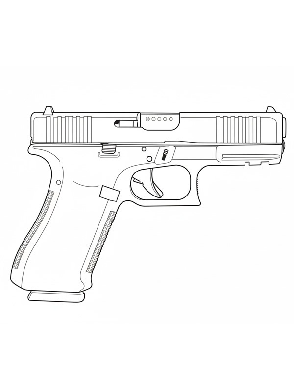 Dibujo de Pistola Glock 45 para Colorear Dibujo de Pistola Glock 45 para Colorear