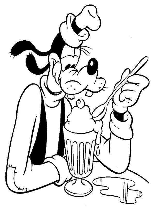 Dibujo de Goofy comiendo helado para Colorear