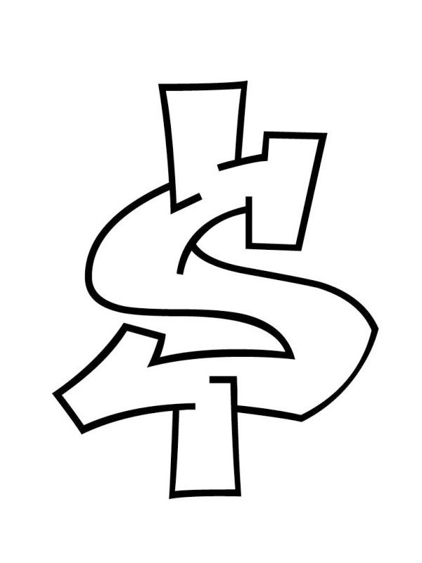 Dibujo de Graffiti signo de dólar para Colorear