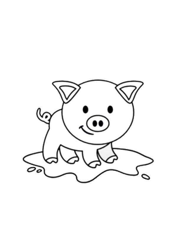 Dibujo de cerdo gracioso para Colorear Dibujo de cerdo gracioso para Colorear