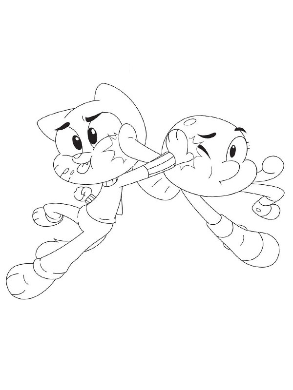 Dibujo de Gumball y Darwin para Colorear Dibujo de Gumball y Darwin para Colorear