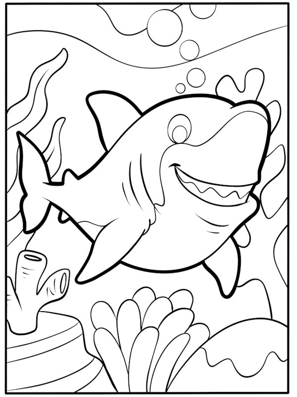 Dibujo de Tiburon bajo el agua para Colorear Dibujo de Tiburon bajo el agua para Colorear