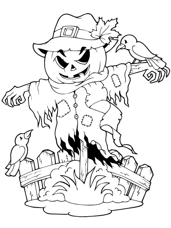 Dibujo de espantapájaros de Halloween para Colorear