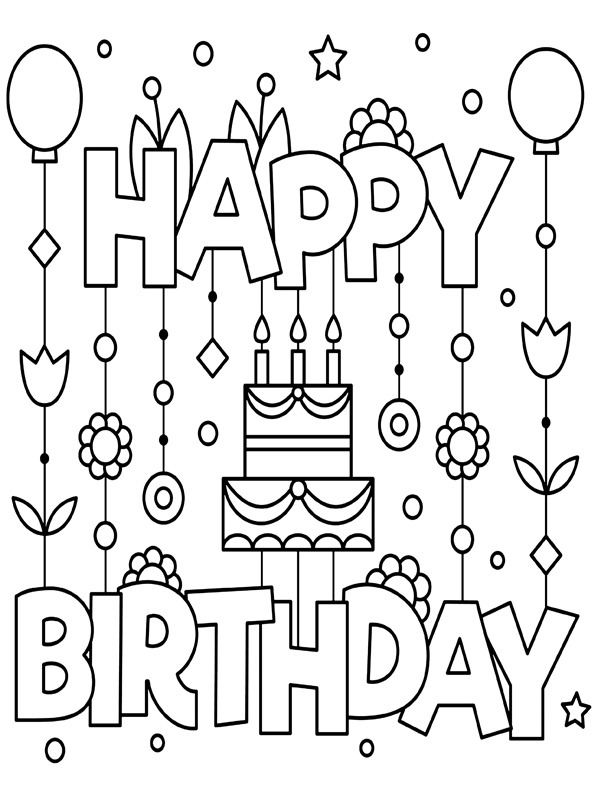 Dibujo de Happy Birthday para Colorear