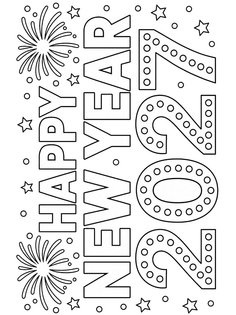 Dibujo de Feliz Año Nuevo 2027 para Colorear Dibujo de Feliz Año Nuevo 2027 para Colorear