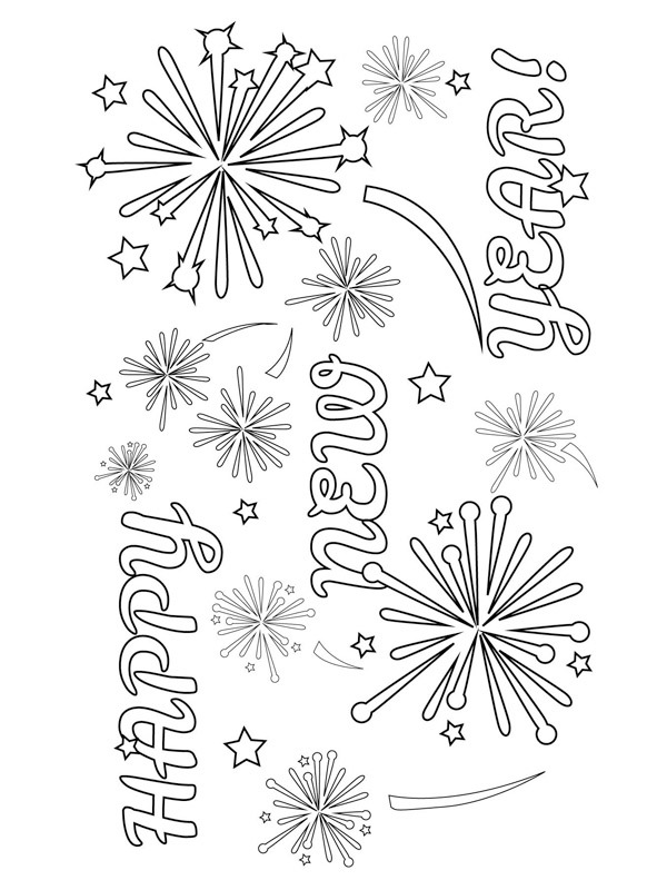 Dibujo de Happy New Year para Colorear