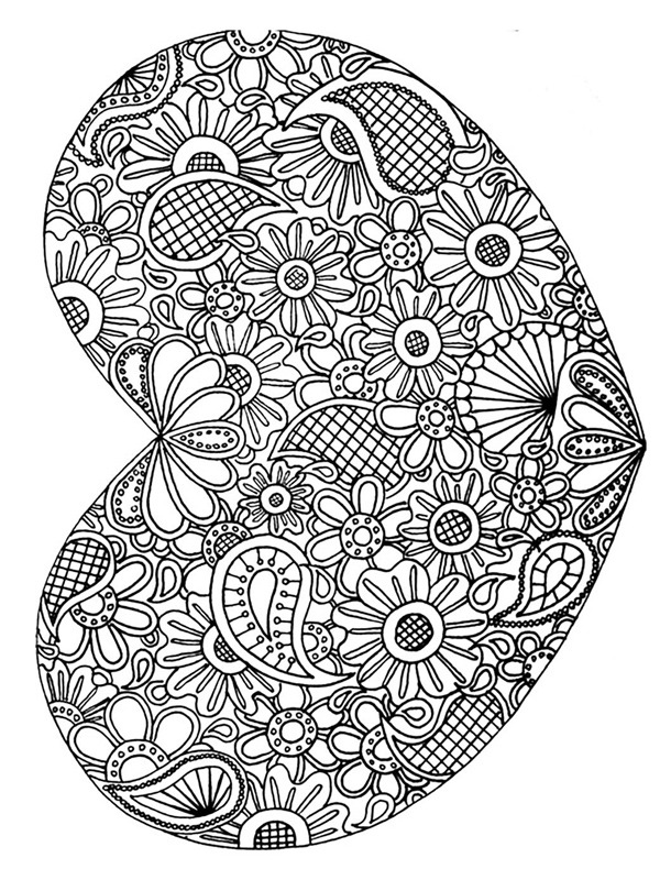 Dibujo de Corazon de Mandala para adultos para Colorear