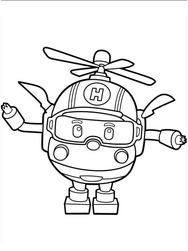 Dibujo de Helicóptero Helly (Robocar Poli) para Colorear Dibujo de Helicóptero Helly (Robocar Poli) para Colorear