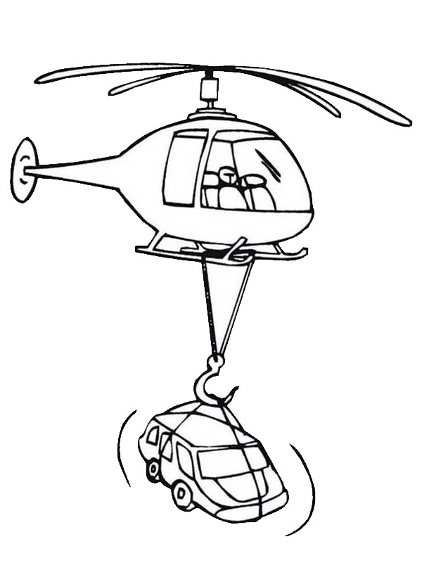 Dibujo de Helicóptero eleva coche para Colorear Dibujo de Helicóptero eleva coche para Colorear