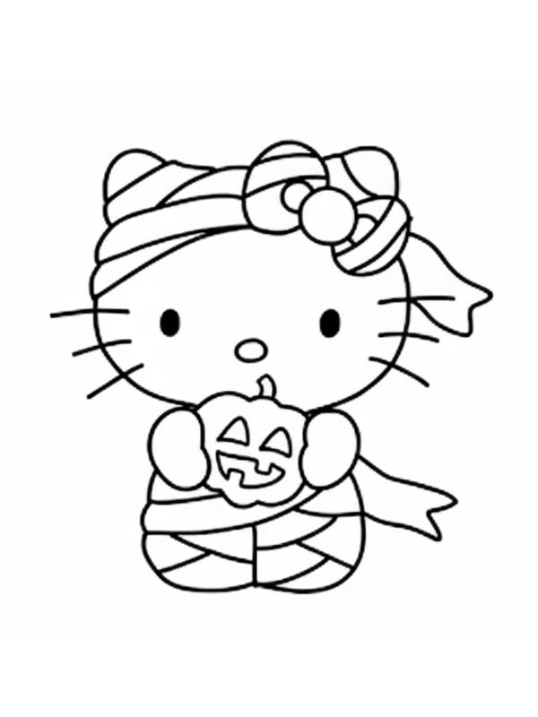 Dibujo de hello kitty halloween para Colorear Dibujo de hello kitty halloween para Colorear