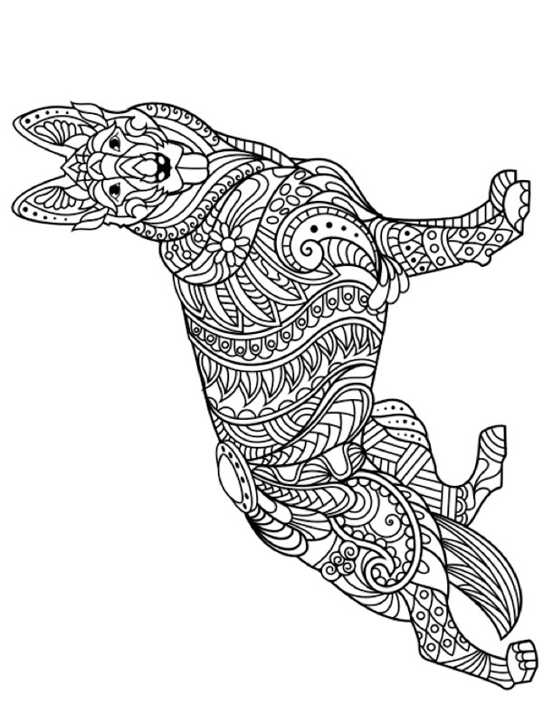 Dibujo de perro pastor para adultos para Colorear Dibujo de perro pastor para adultos para Colorear