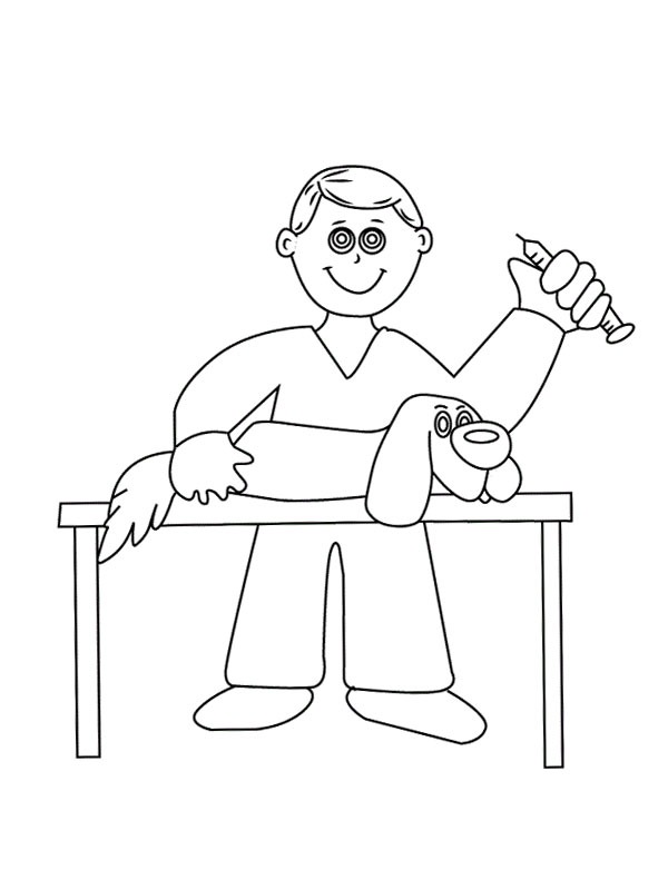 Dibujo de Perro en el veterinario para Colorear Dibujo de Perro en el veterinario para Colorear
