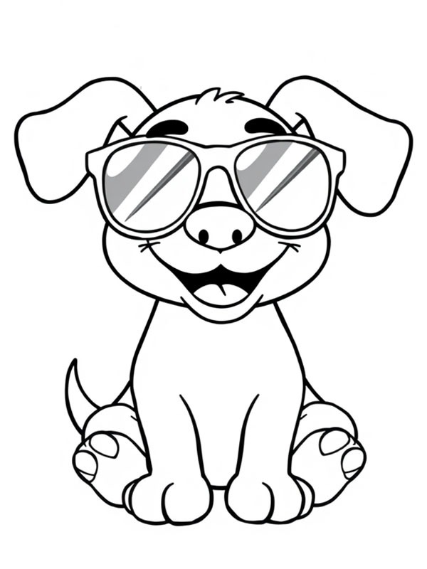 Dibujo de Perro con gafas de sol para Colorear Dibujo de Perro con gafas de sol para Colorear
