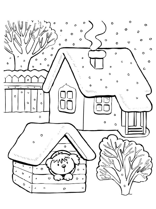 Dibujo de Casa y perrera para Colorear Dibujo de Casa y perrera para Colorear