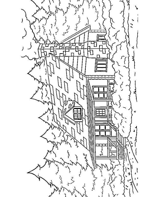 Dibujo de Casa en el bosque para Colorear