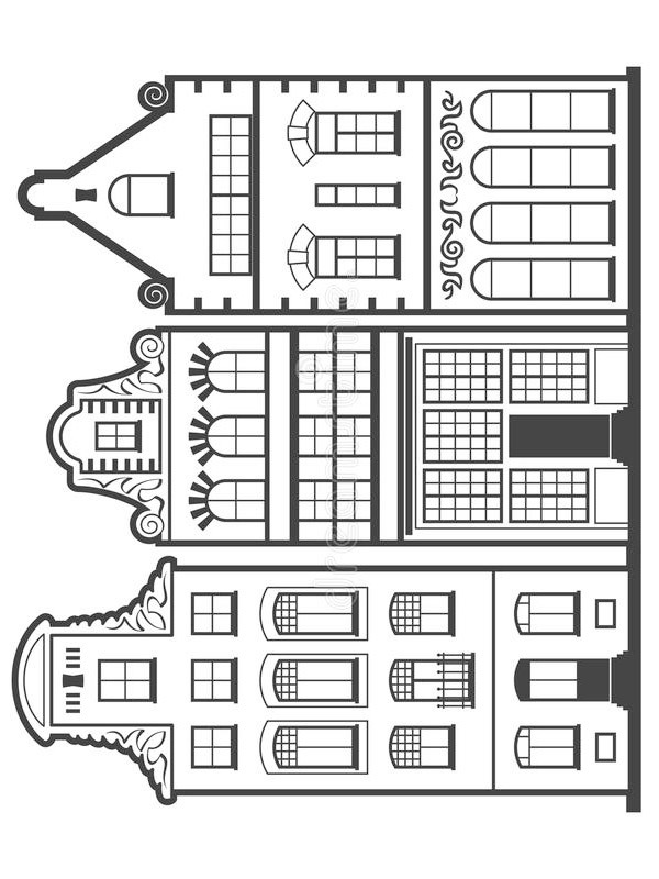 Dibujo de Casas Amsterdam para Colorear Dibujo de Casas Amsterdam para Colorear