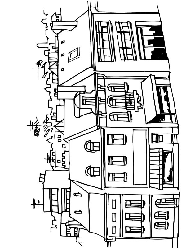 Dibujo de Casas en la ciudad para Colorear