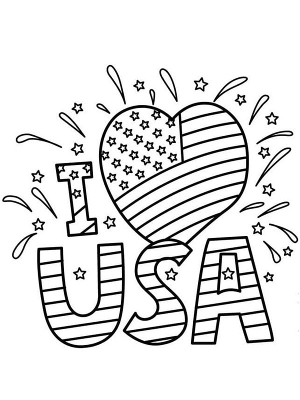 Dibujo de I love USA para Colorear Dibujo de I love USA para Colorear