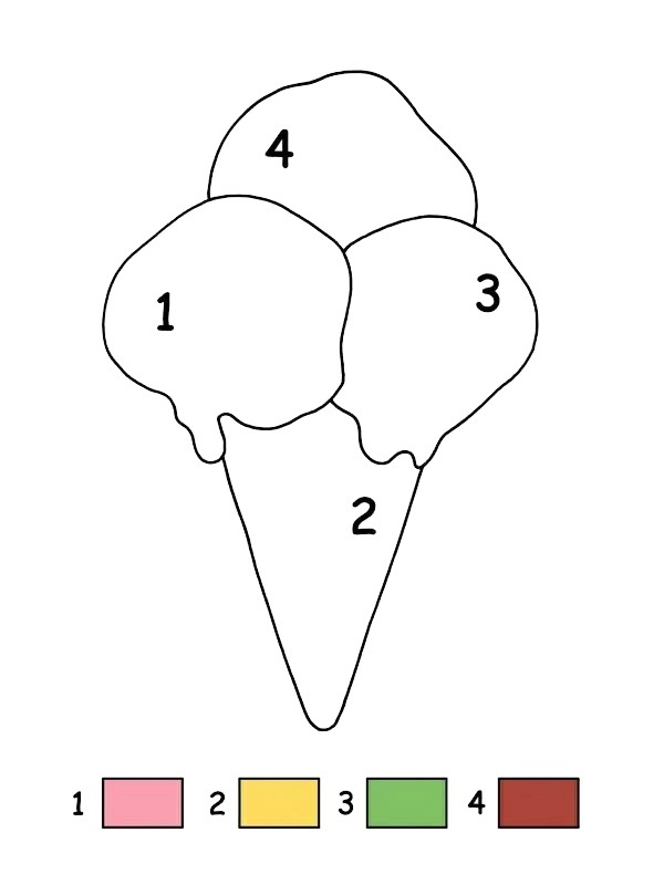 Dibujo de colorea el helado por numero para Colorear
