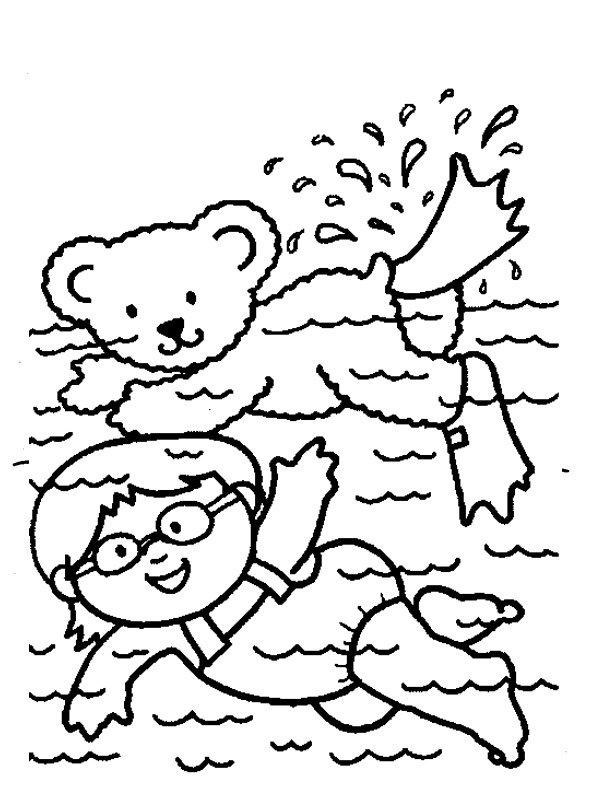 Dibujo de nadando en el oceano para Colorear Dibujo de nadando en el oceano para Colorear